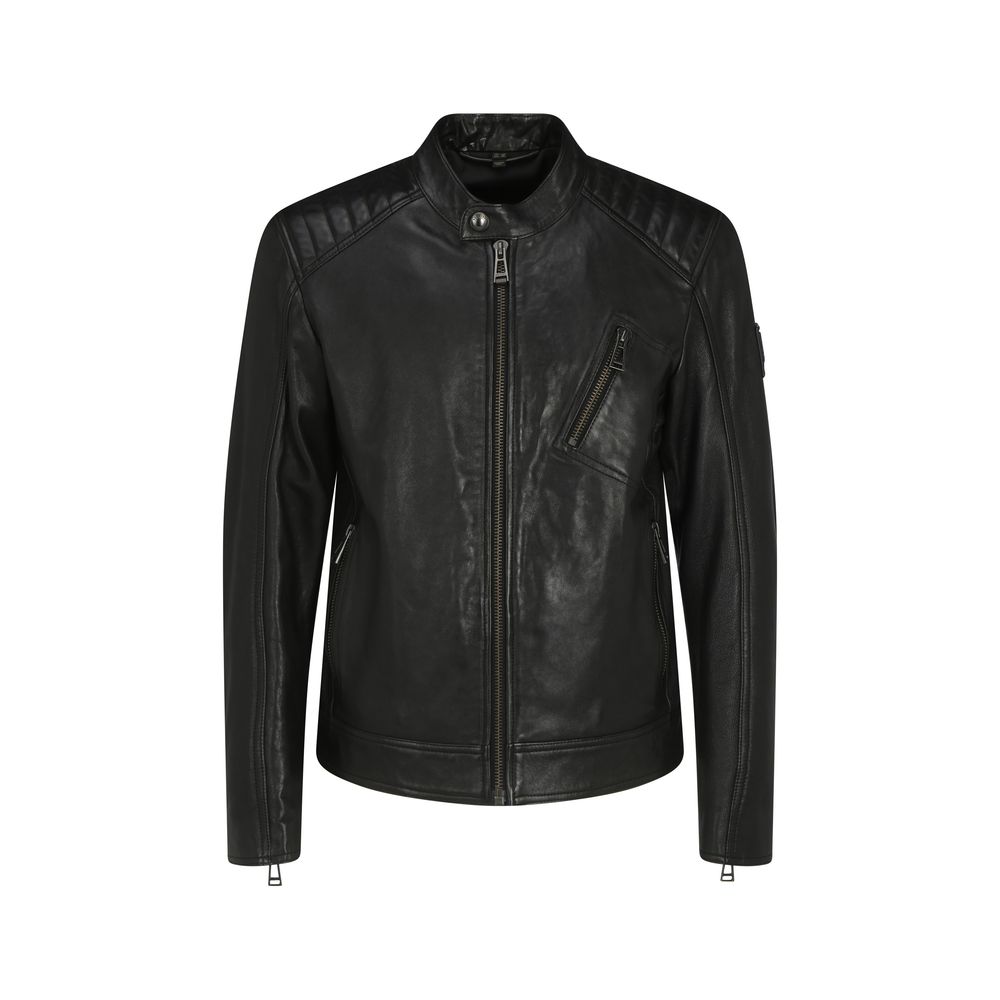 Belstaff Schwarze Lamm-Lederjacke aus Ovis Aries