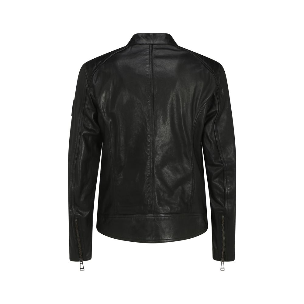 Belstaff Schwarze Lamm-Lederjacke aus Ovis Aries