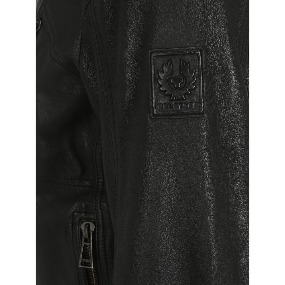 Belstaff Schwarze Lamm-Lederjacke aus Ovis Aries