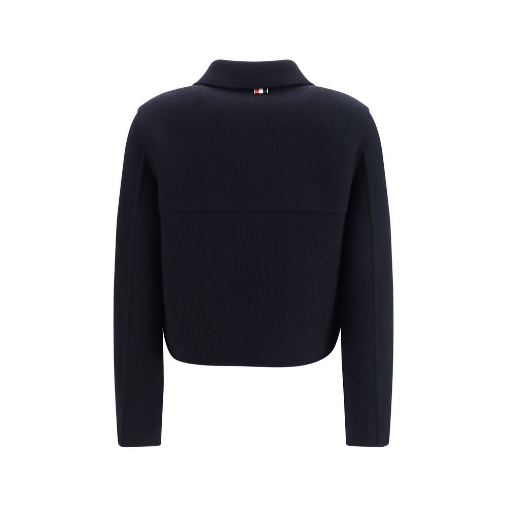 Thom Browne blaue Wolljacke Oves Aries in voller Länge