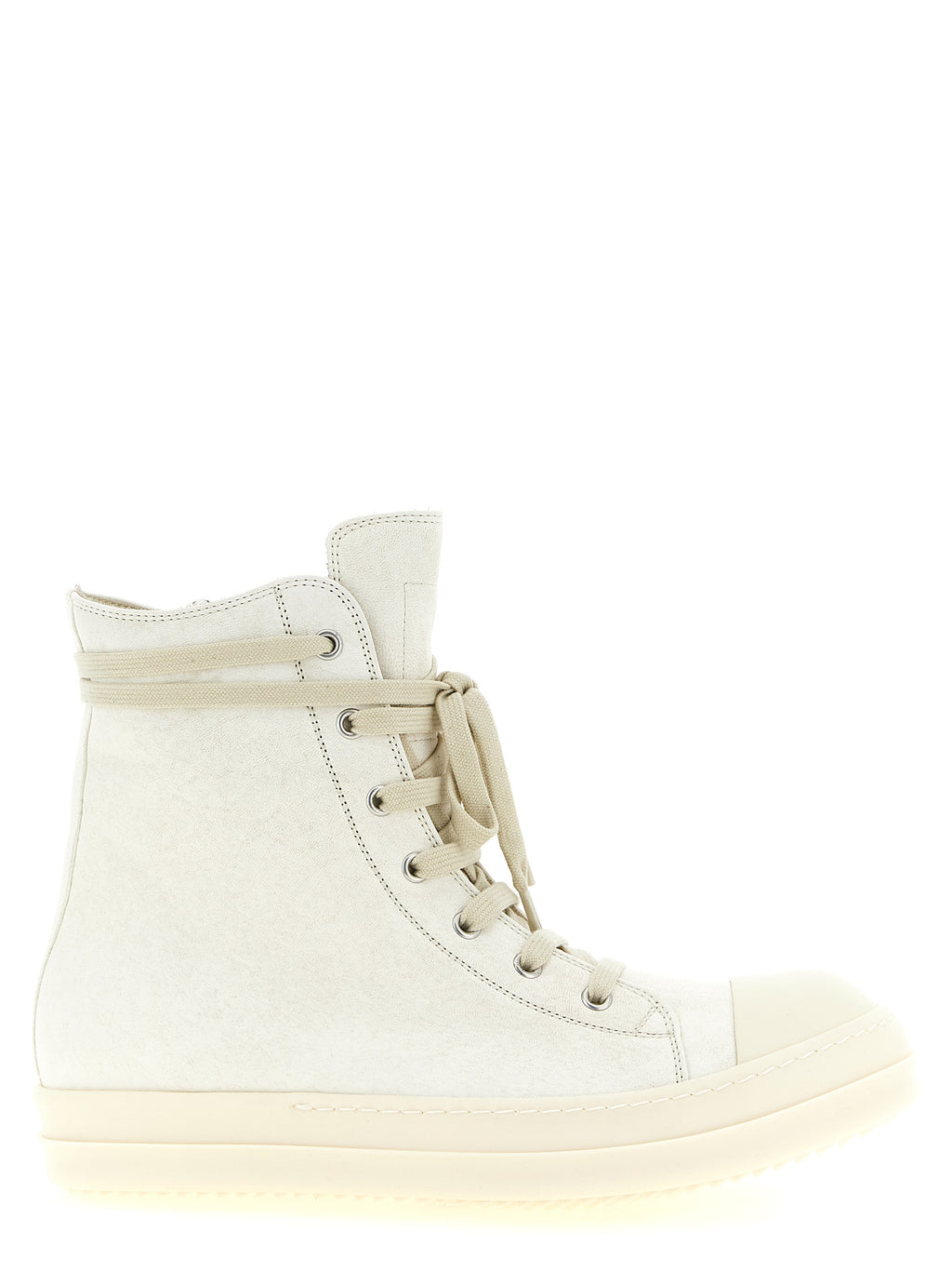 Rick Owens Weiße Lammleder High Top Sneakers