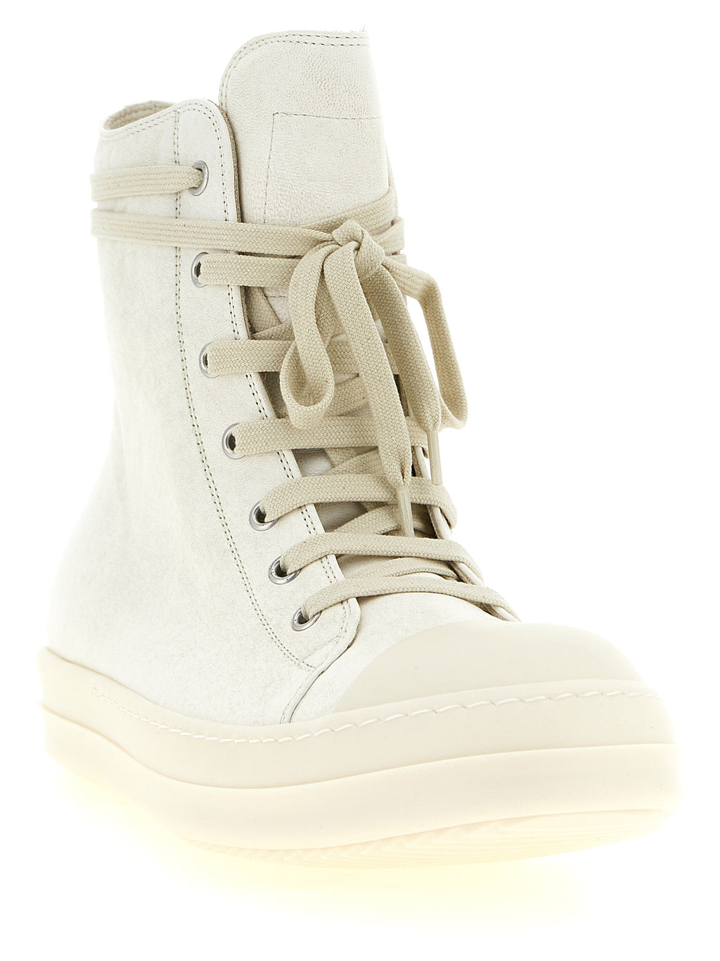 Rick Owens Weiße Lammleder High Top Sneakers