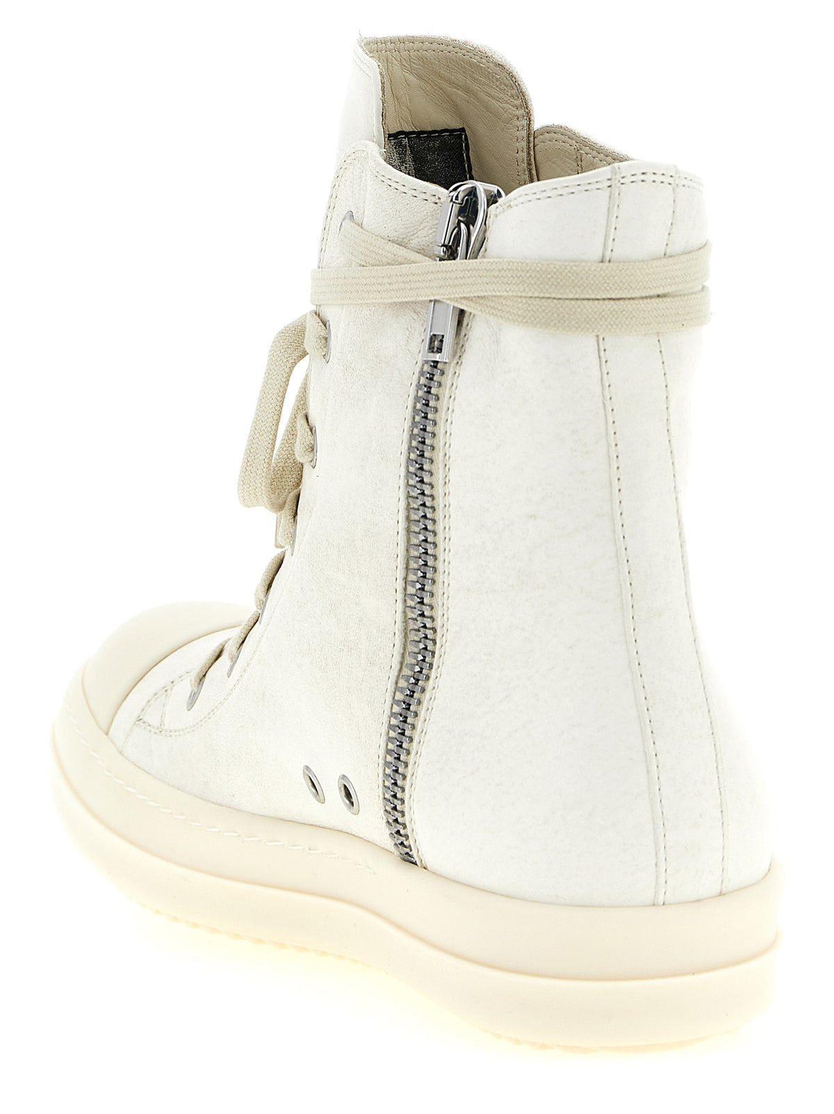 Rick Owens Weiße Lammleder High Top Sneakers