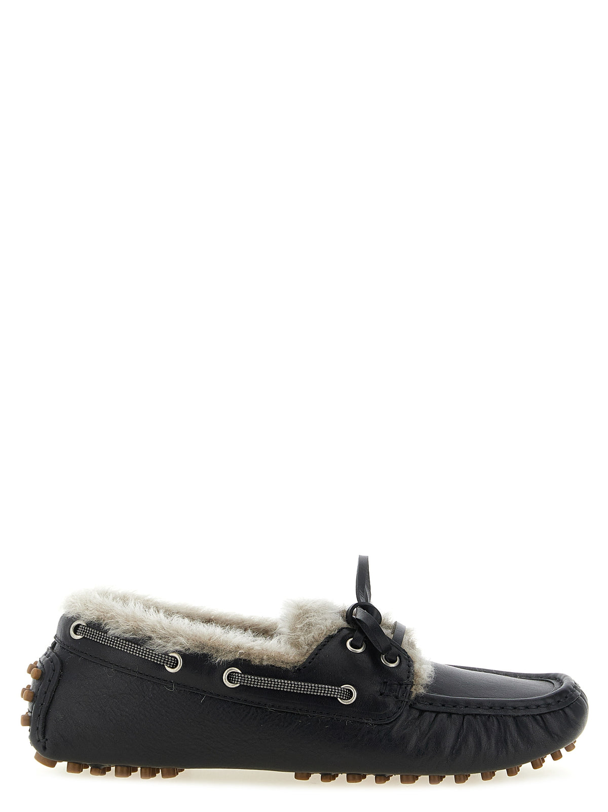 Brunello Cucinelli Slipper aus schwarzem Kalbsleder