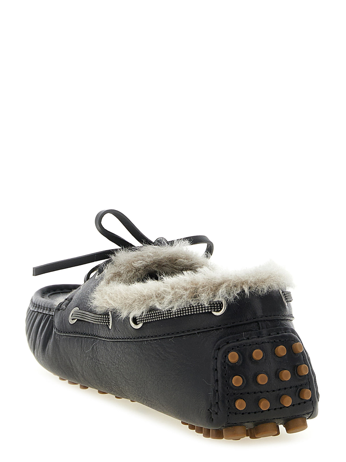 Brunello Cucinelli Slipper aus schwarzem Kalbsleder