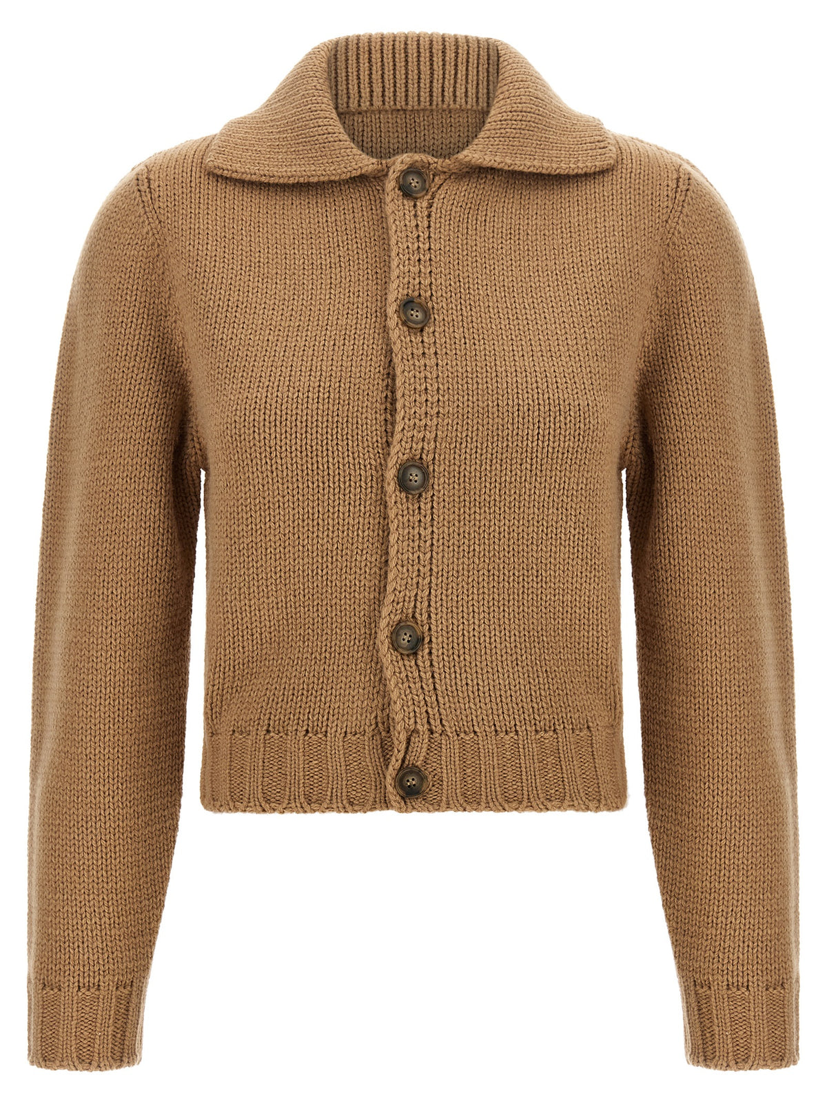 MM6 Maison Margiela Beigefarbener Cardigan aus Wolle
