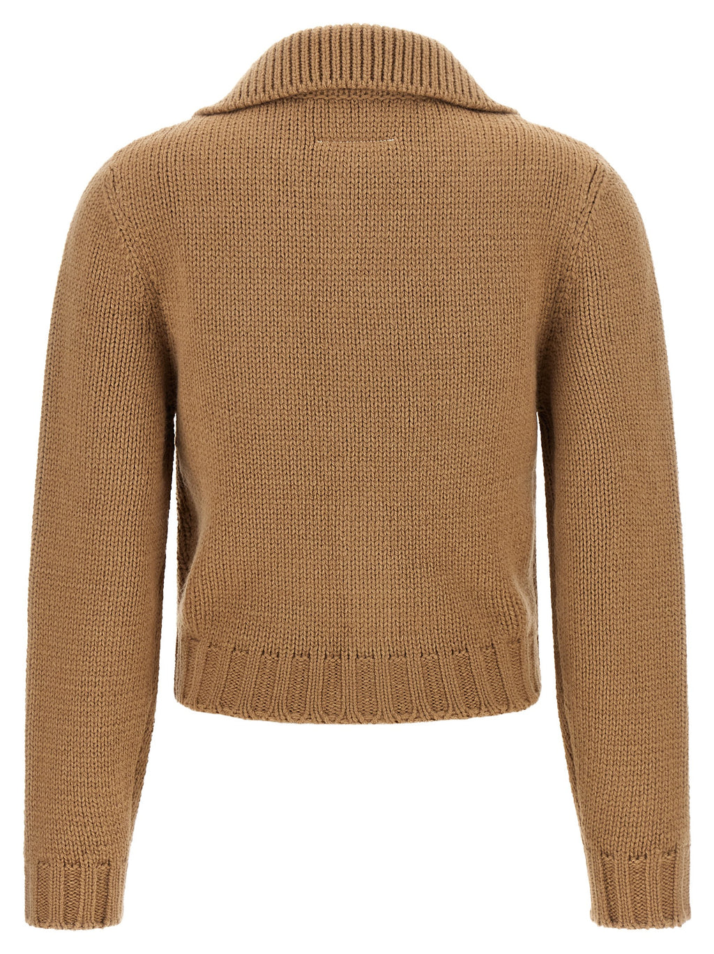MM6 Maison Margiela Beigefarbener Cardigan aus Wolle
