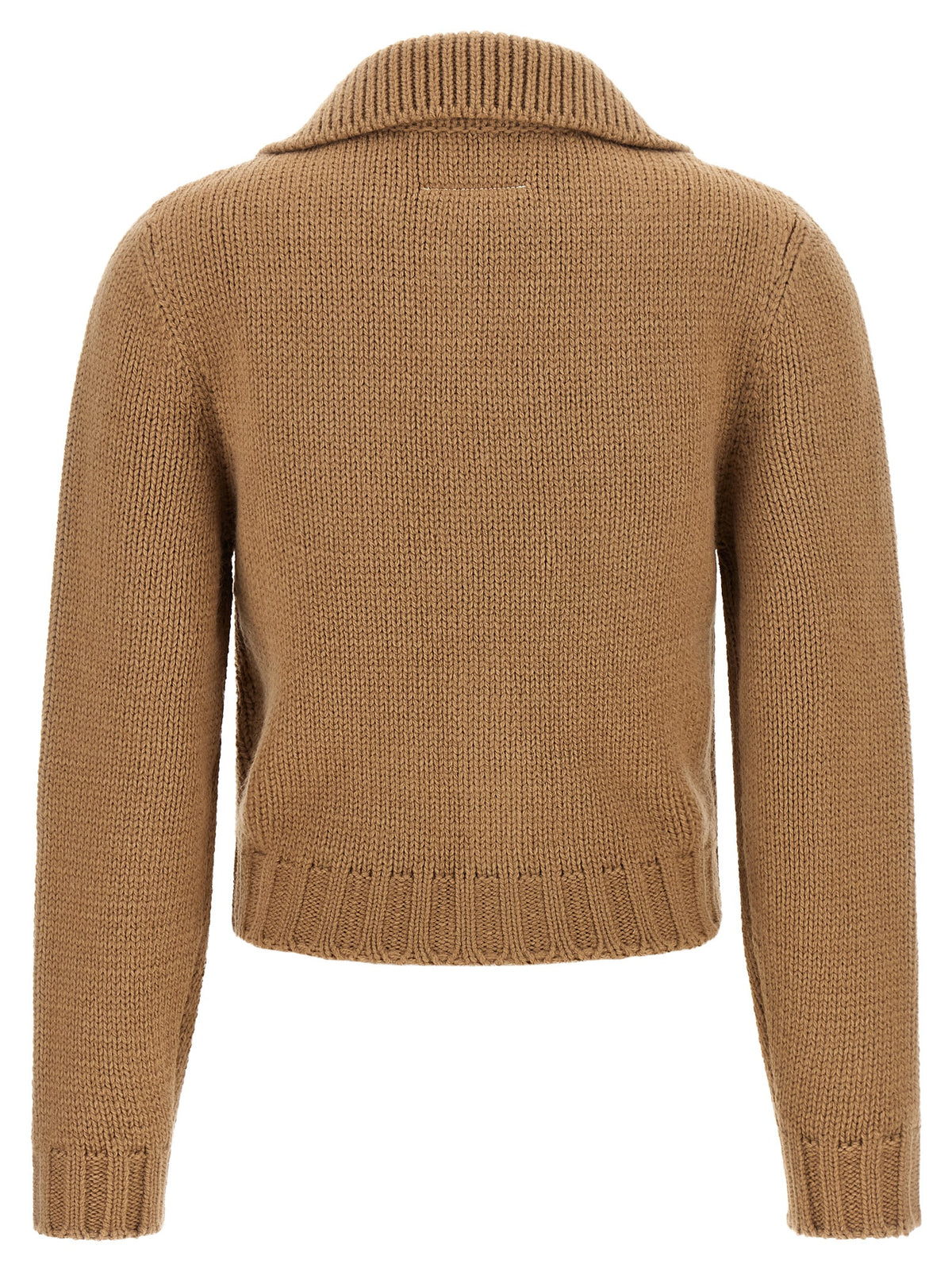 MM6 Maison Margiela Beigefarbener Cardigan aus Wolle
