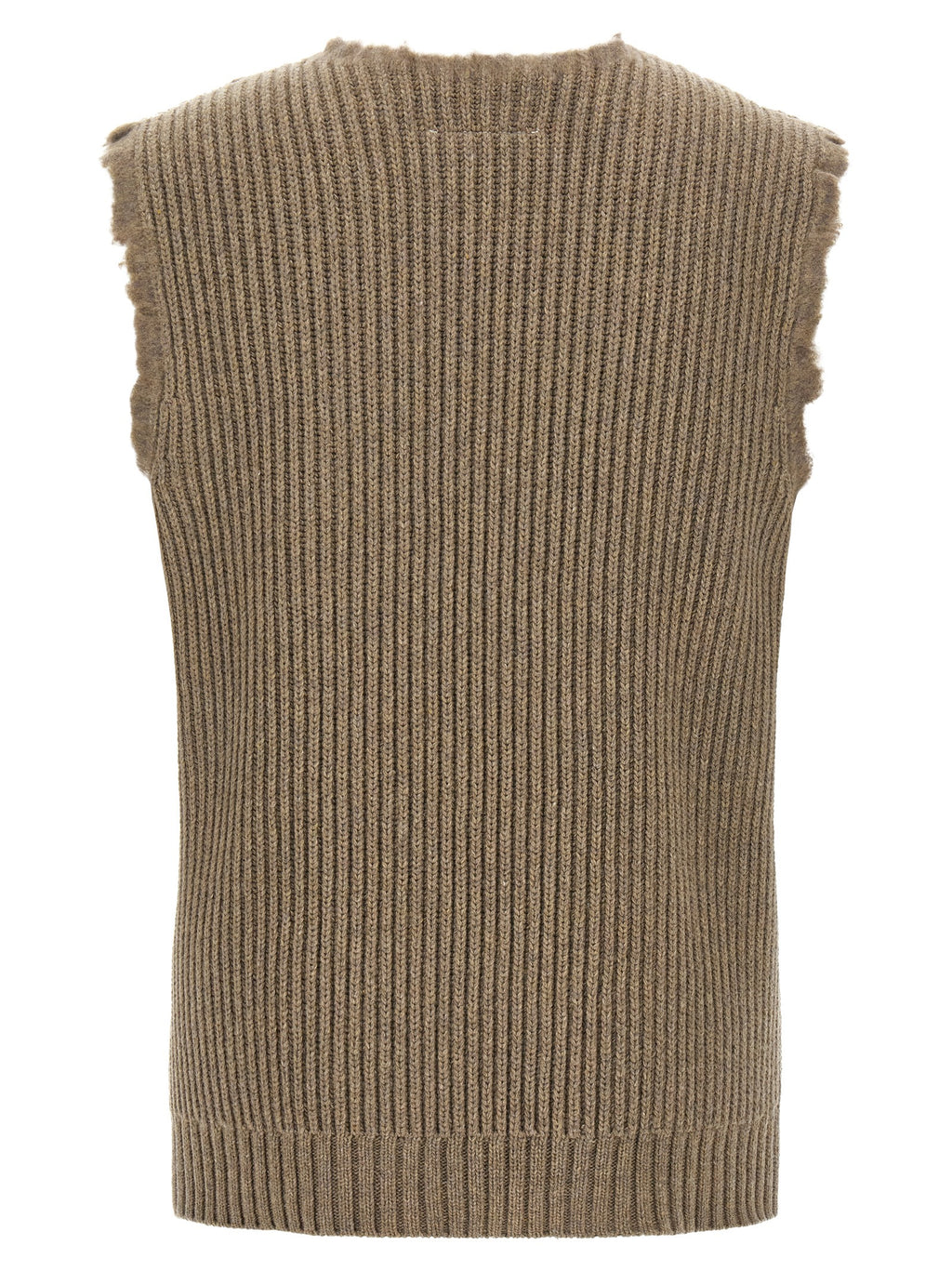 MM6 Maison Margiela Ärmelloser Pullover aus beiger Wolle