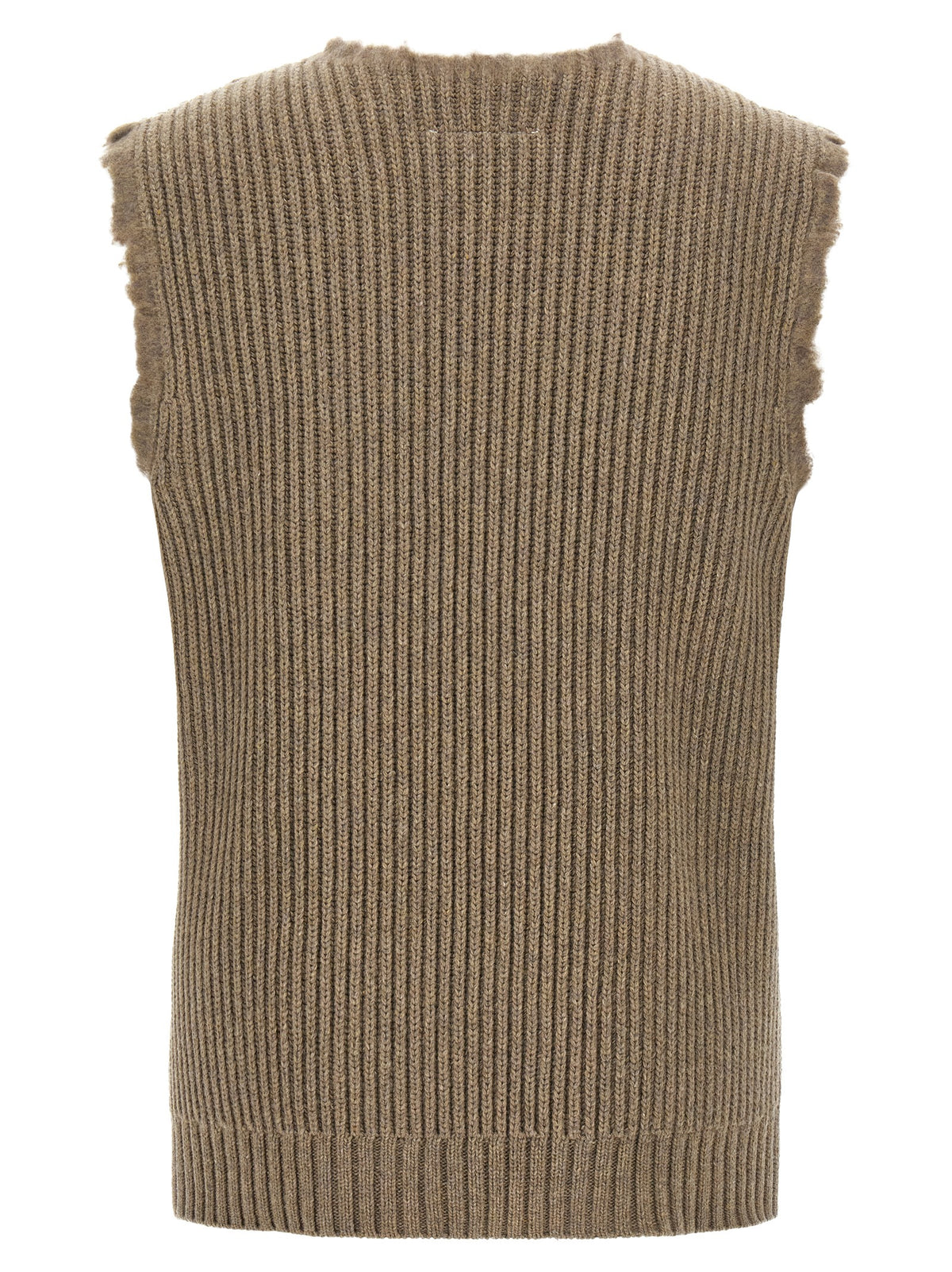 MM6 Maison Margiela Ärmelloser Pullover aus beiger Wolle