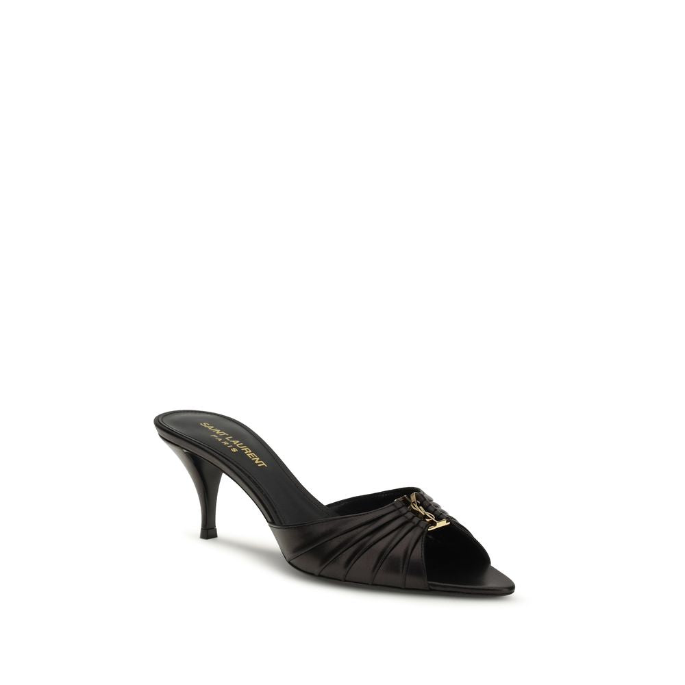 Saint Laurent Schwarze Kalbsleder Bos Taurus Sandalen