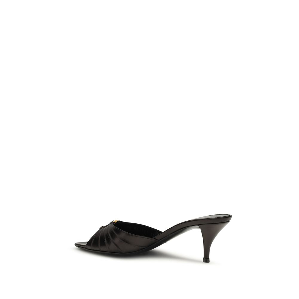 Saint Laurent Schwarze Kalbsleder Bos Taurus Sandalen