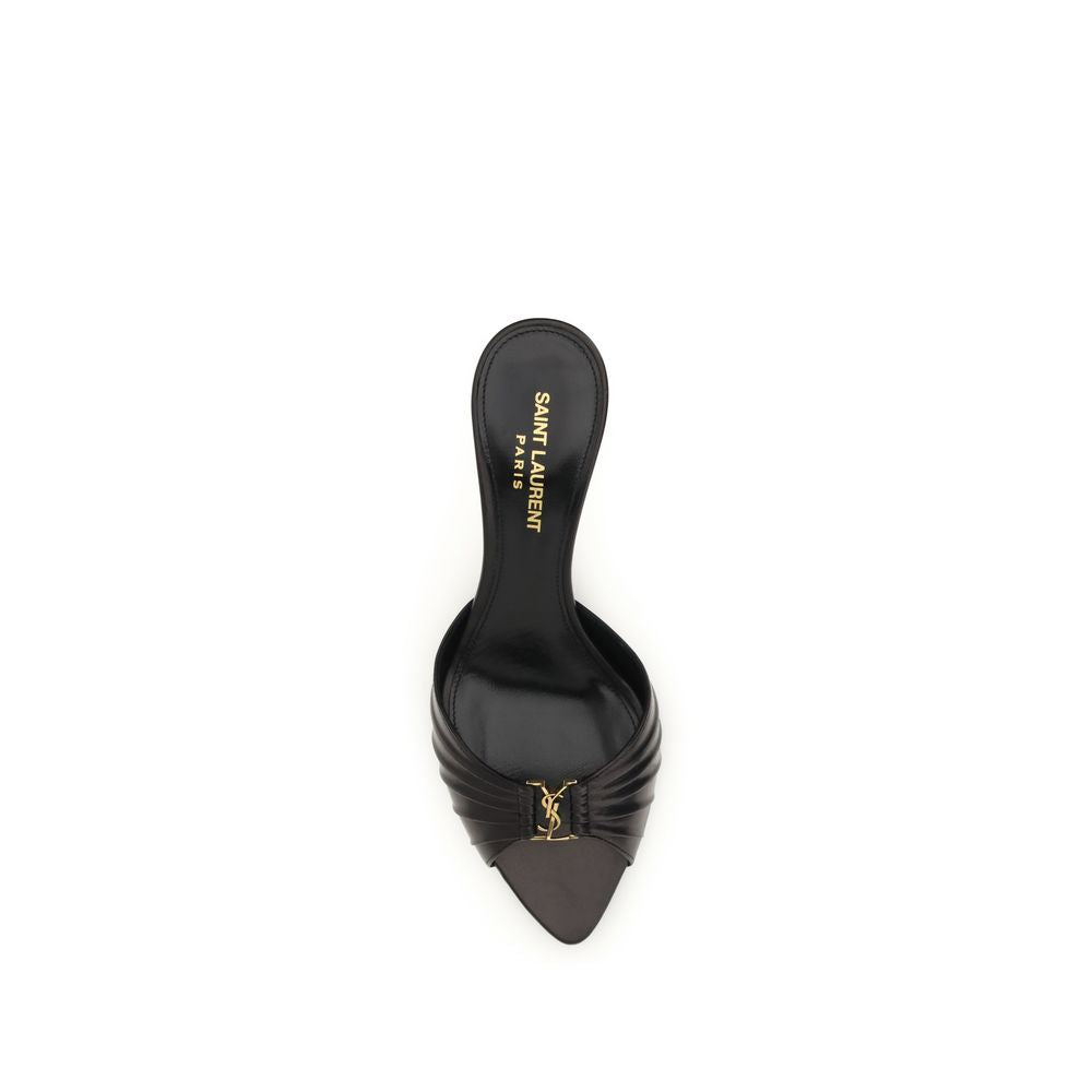 Saint Laurent Schwarze Kalbsleder Bos Taurus Sandalen