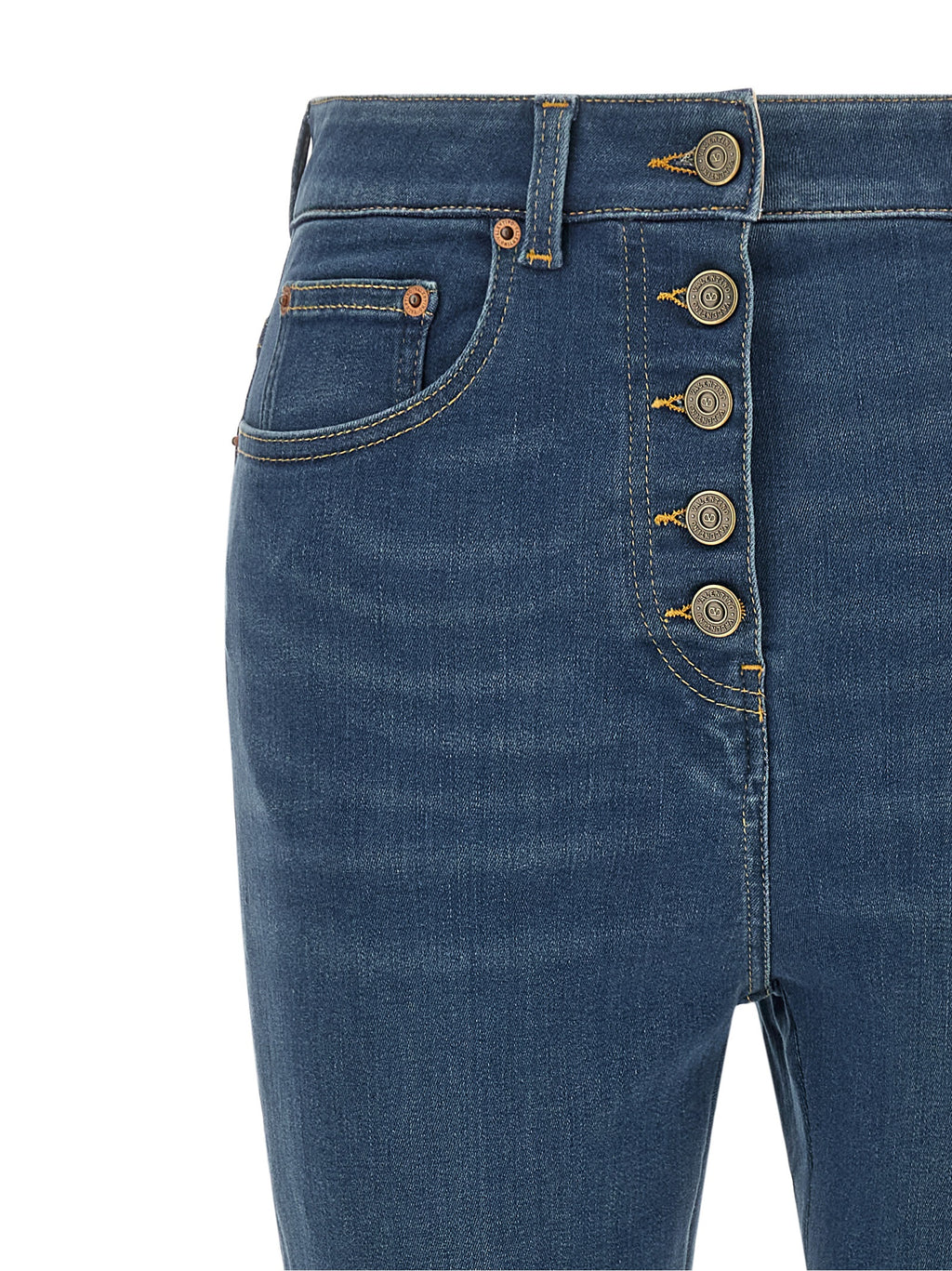 Valentino Garavani Hochtaillierte Jeans aus blauer Lammfell