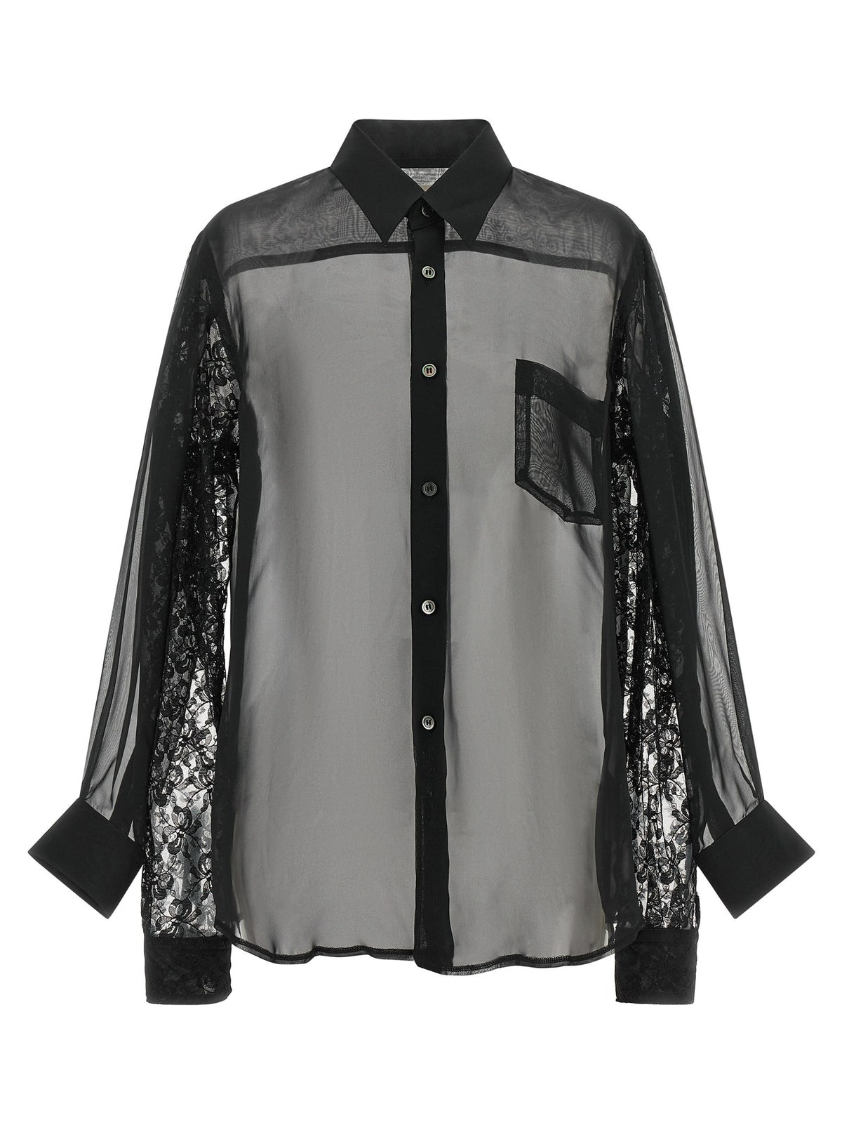 Comme Des Garçons Schwarze Polyesterbluse