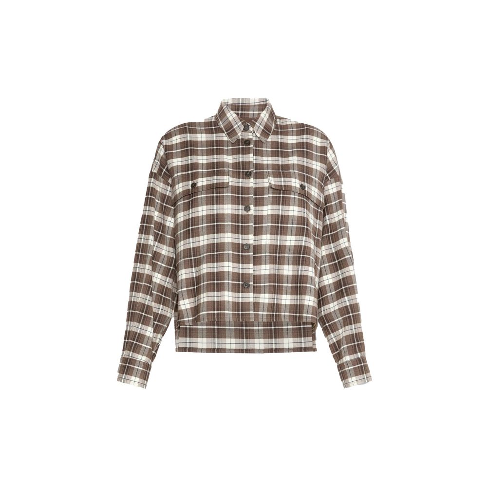 Max Mara Brown Cotton Dress Shirt