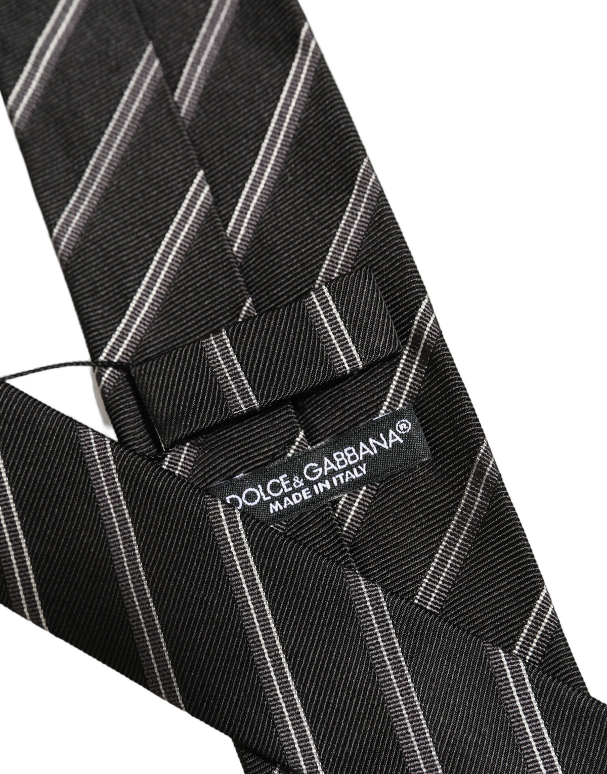 Dolce & Gabbana Herren Schwarze Seidenstreifen Verstellbare Krawatte zum Binden