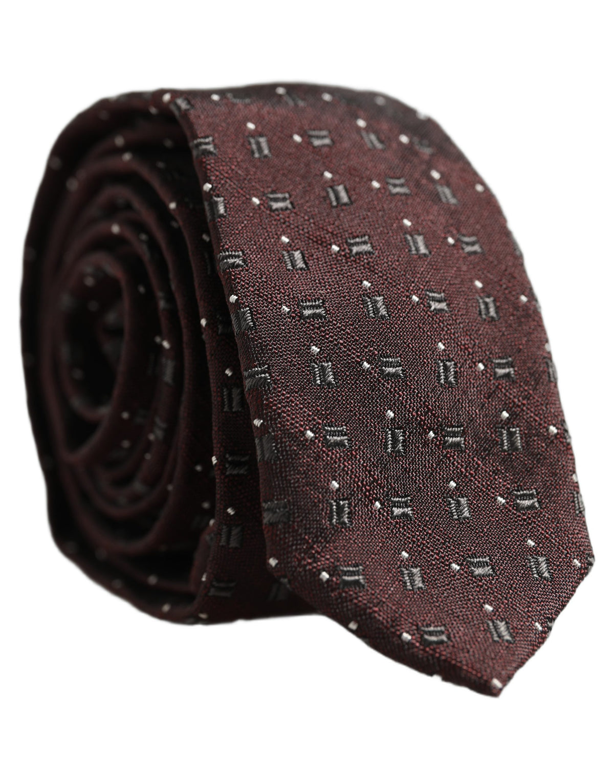 Dolce & Gabbana Herren weinrote geometrische Seidenkrawatte zum Binden