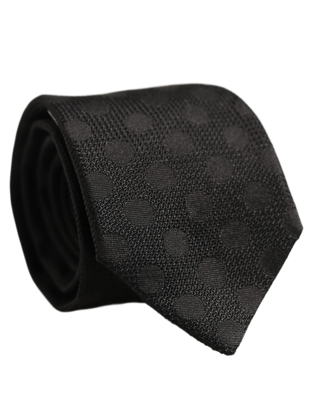 Dolce & Gabbana Schwarze Krawatte aus gepunktetem Jacquard-Seide mit verstellbarem Halsband zum Binden