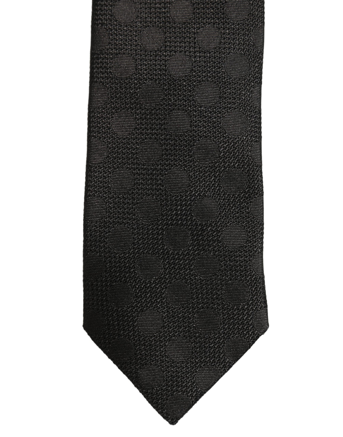 Dolce & Gabbana Schwarze Krawatte aus gepunktetem Jacquard-Seide mit verstellbarem Halsband zum Binden