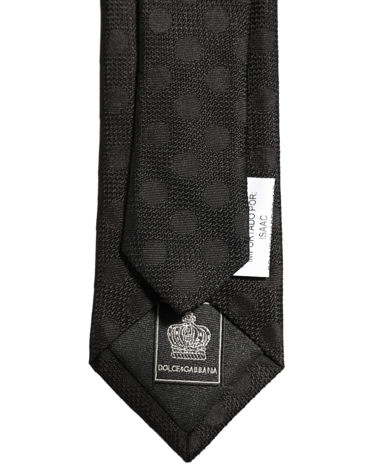 Dolce & Gabbana Schwarze Krawatte aus gepunktetem Jacquard-Seide mit verstellbarem Halsband zum Binden