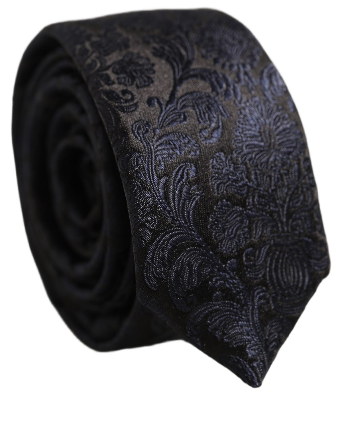 Dolce & Gabbana Herren dunkelblaue Krawatte mit floralem Jacquardmuster zum Binden