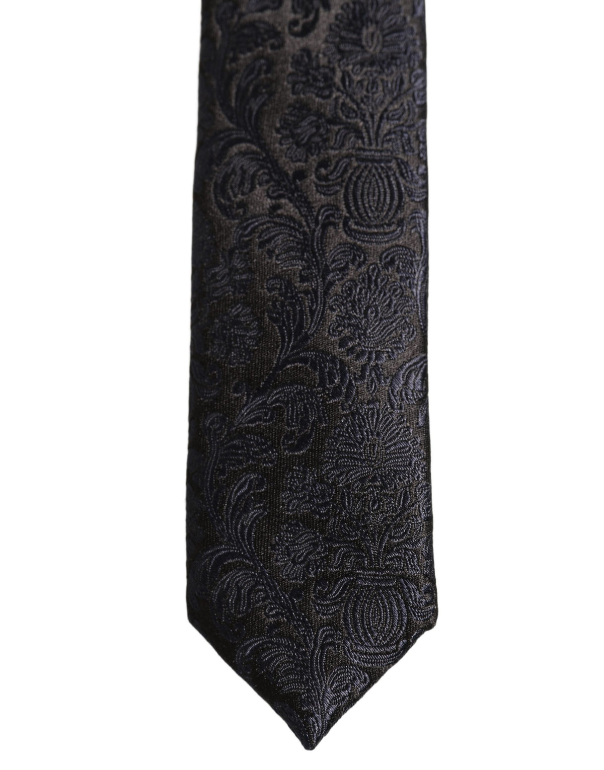 Dolce & Gabbana Herren dunkelblaue Krawatte mit floralem Jacquardmuster zum Binden