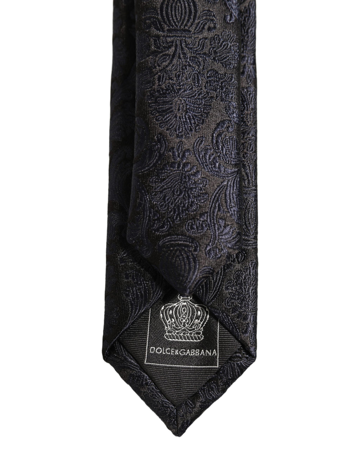 Dolce & Gabbana Herren dunkelblaue Krawatte mit floralem Jacquardmuster zum Binden