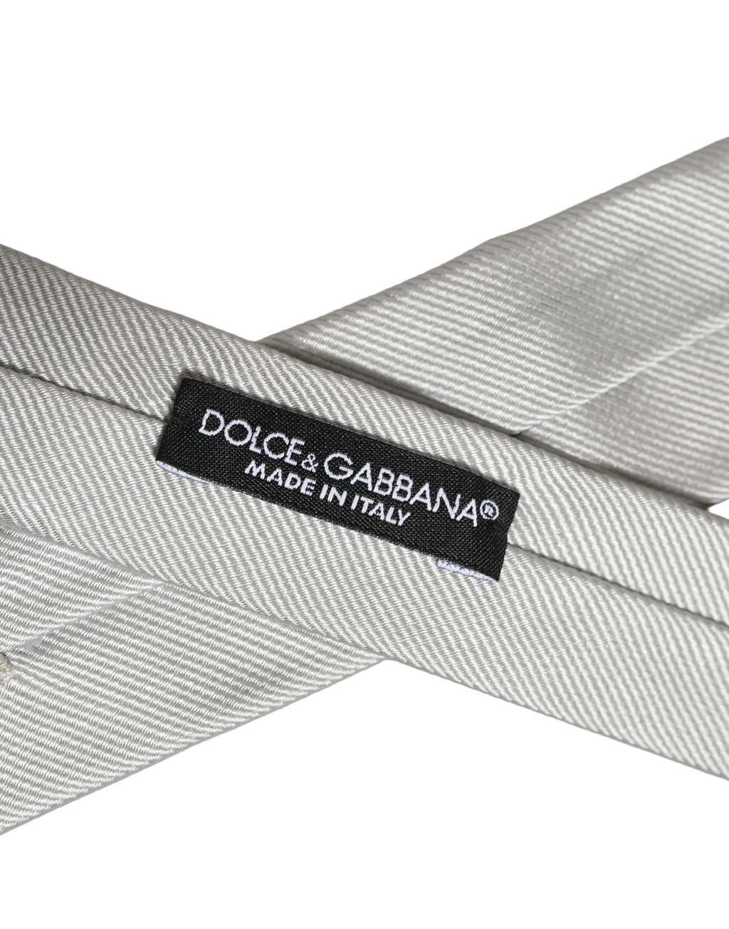 Dolce & Gabbana Men Light Gray Textured Silk Adjustable Tied Necktie Tie