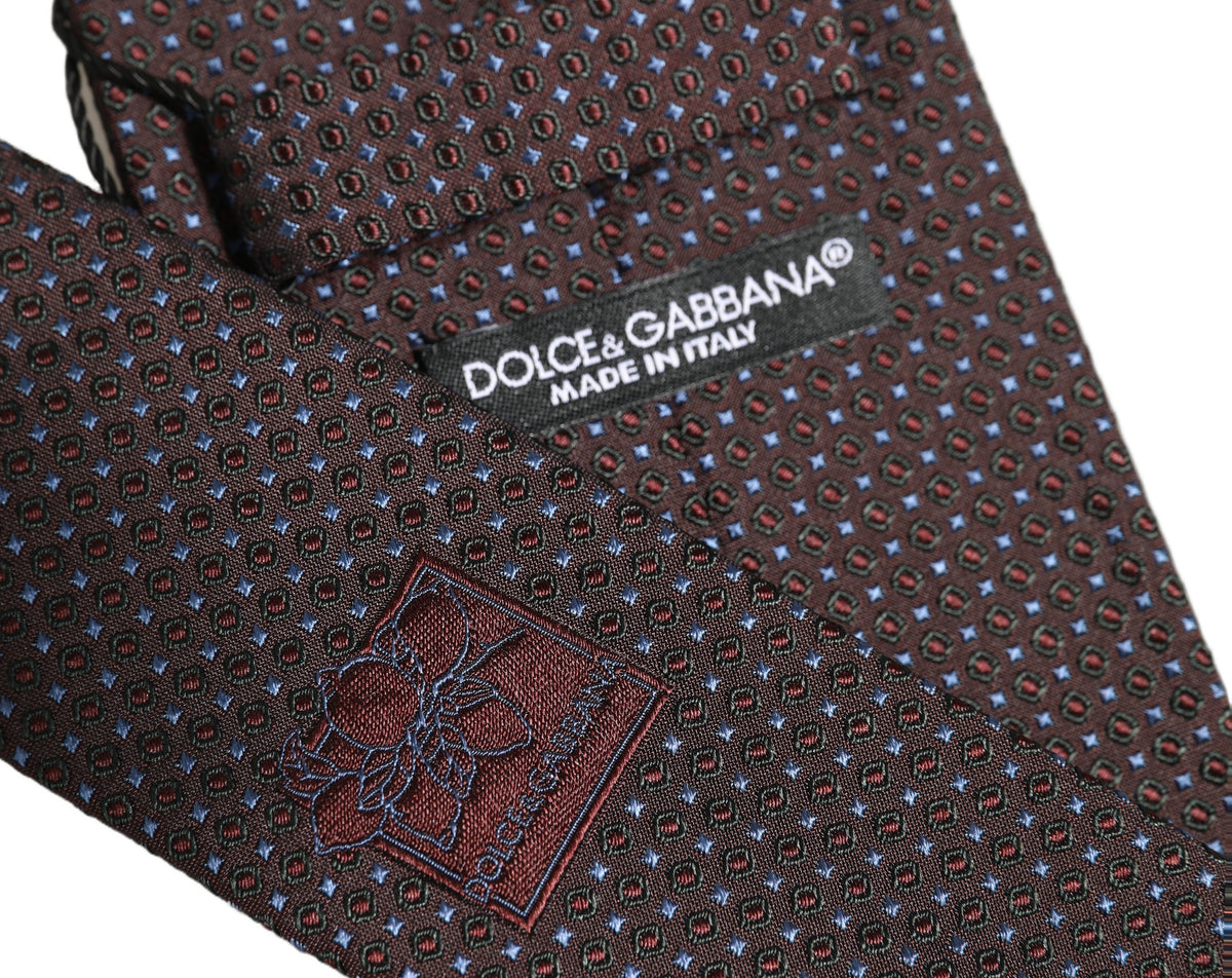 Dolce & Gabbana Herren braun geometrisch Seide verstellbar gebundene Krawatte