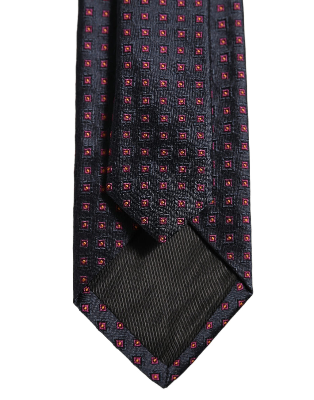Dolce & Gabbana Men Dark Blue Geometric Silk Adjustable Tied Necktie Tie