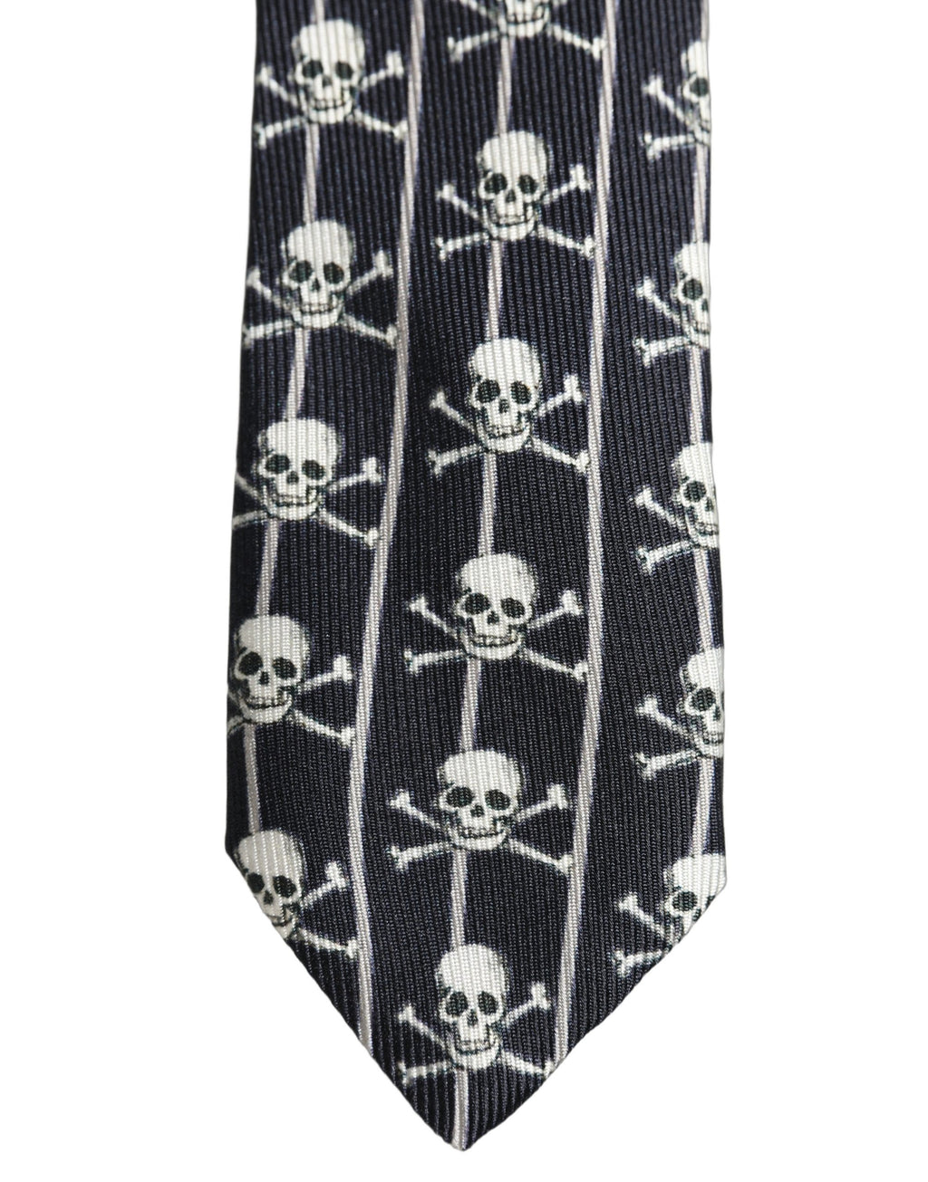 Dolce & Gabbana Herren Schwarzes Seiden-Krawatte mit Totenkopfmotiv verstellbar zum Binden