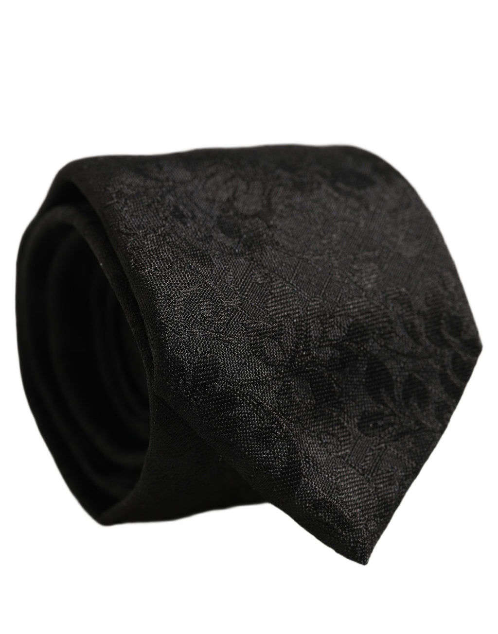 Dolce & Gabbana Men Black Silk Tonal Floral Adjustable Tied Necktie Tie