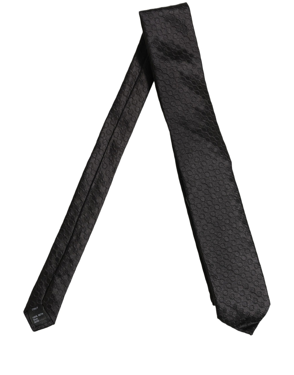 Dolce & Gabbana Men Black Silk Geometric Adjustable Tied Necktie Tie