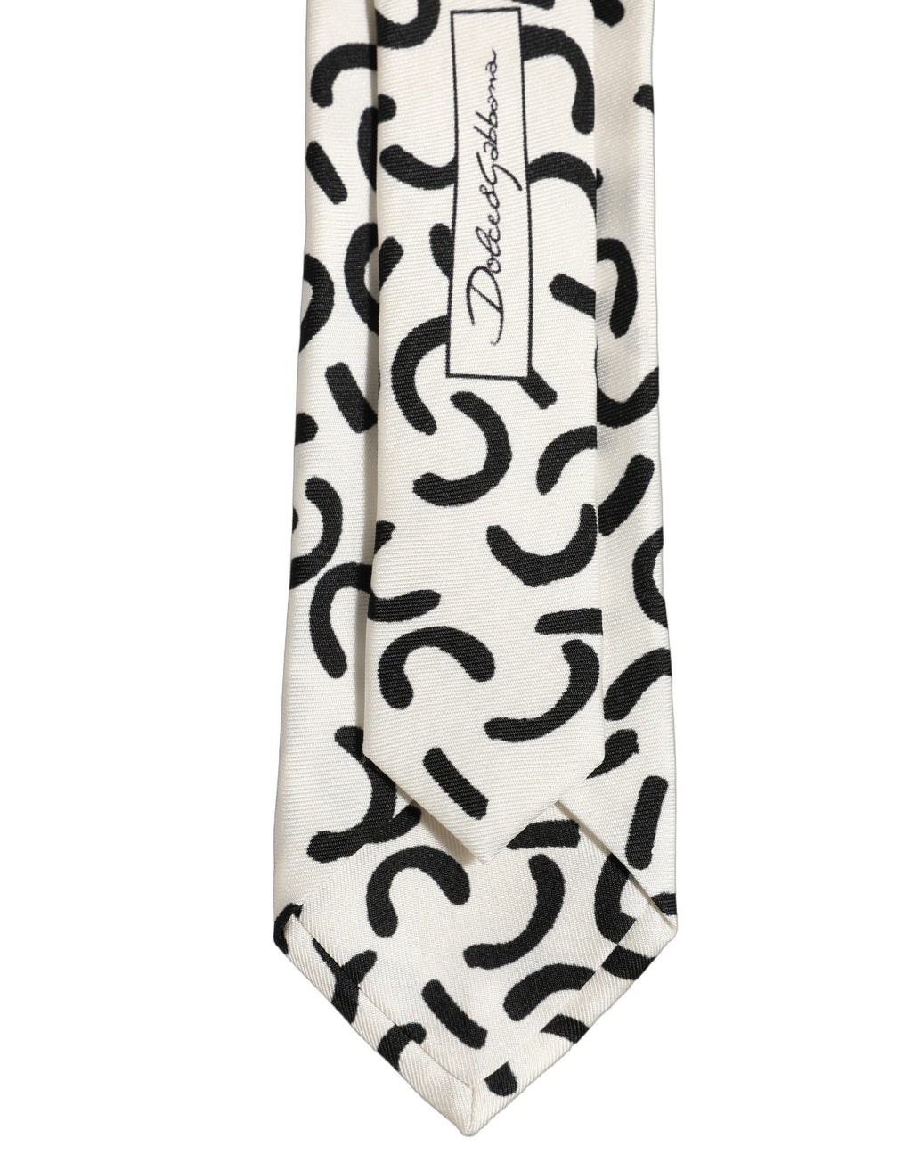 Dolce & Gabbana Men Cream Silk Abstract Adjustable Tied Necktie Tie