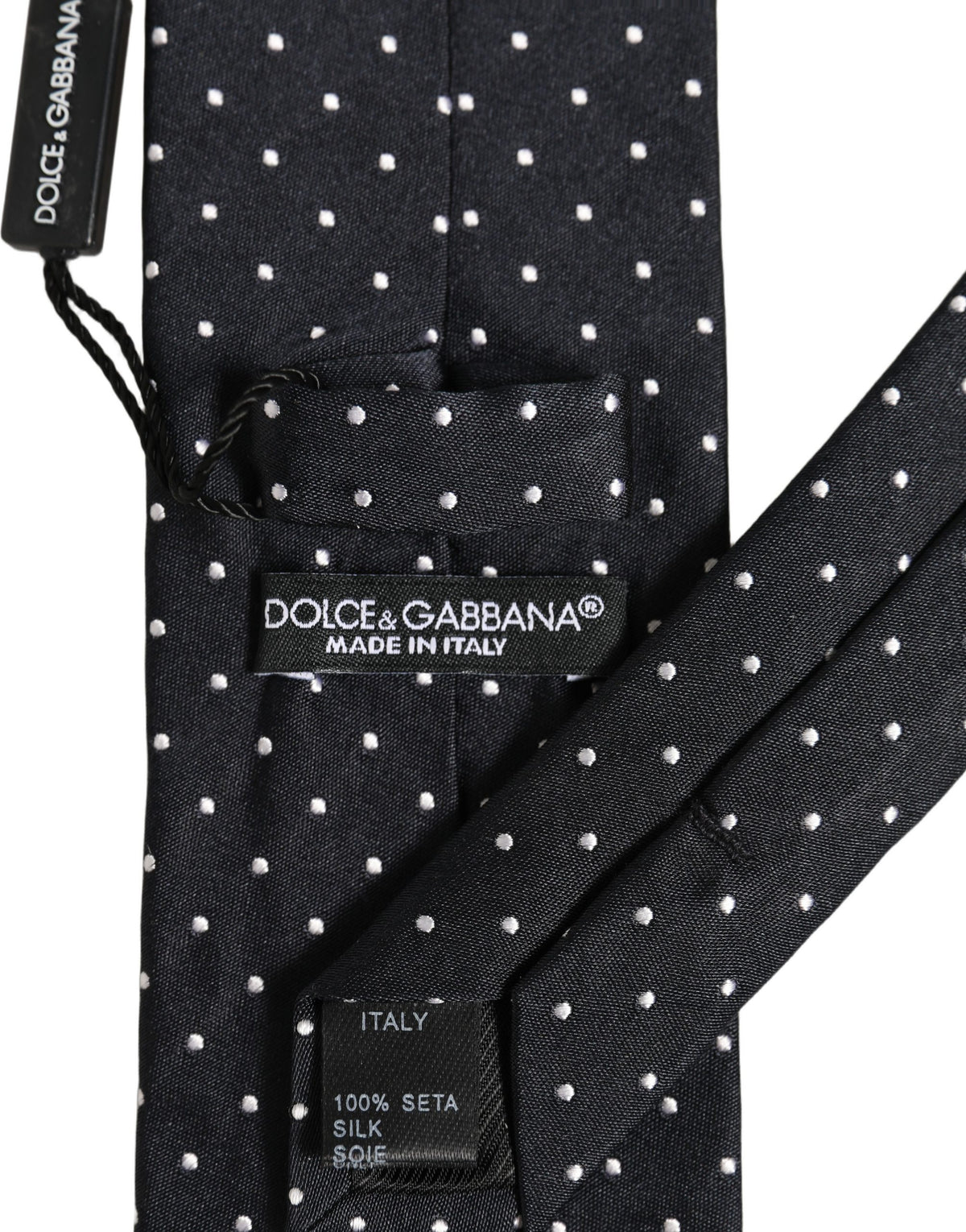 Dolce & Gabbana Dunkelblaue Seiden-Krawatte mit Tupfen zum Binden für Herren