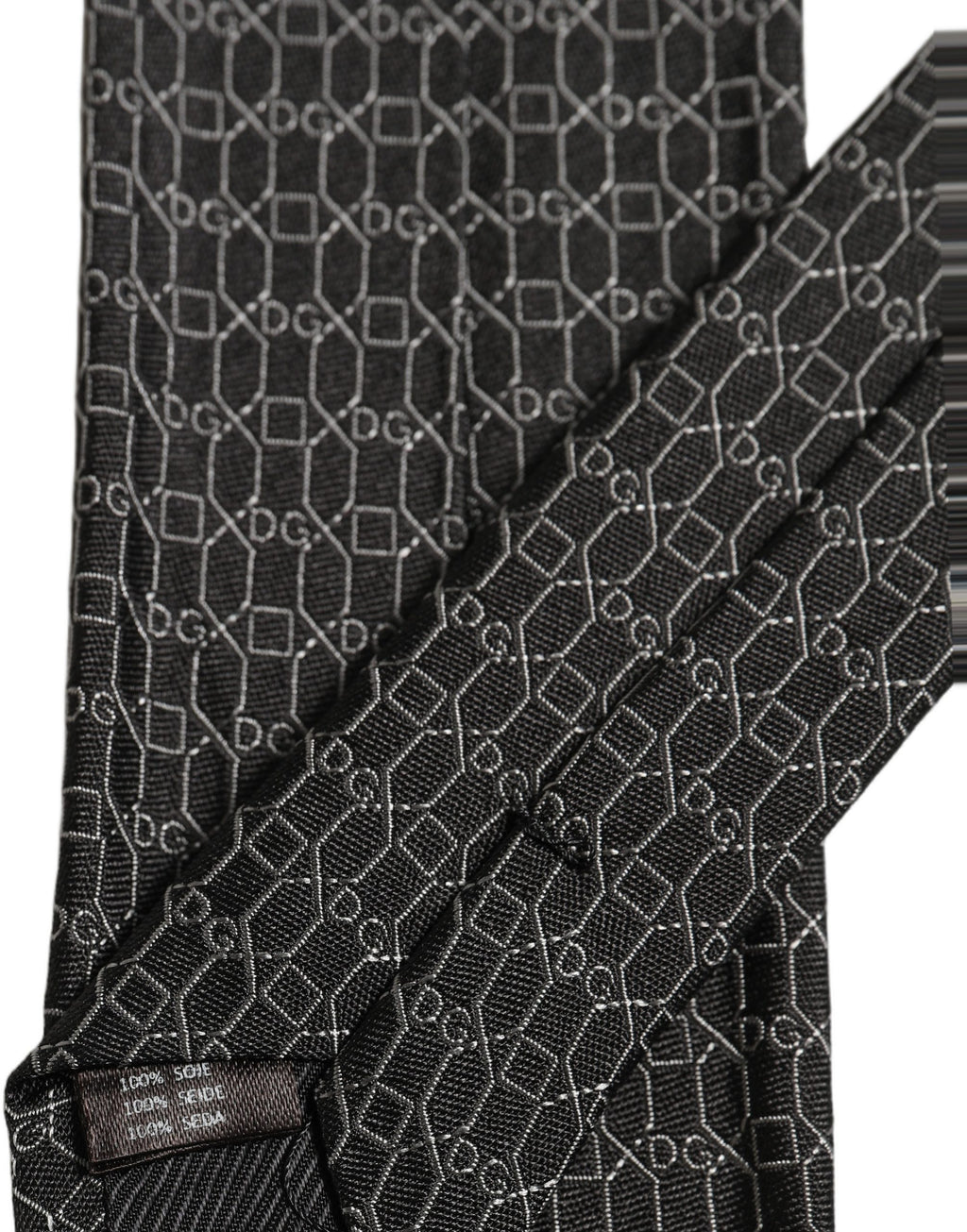 Dolce & Gabbana Dark Gray Silk DG Monogram Adjustable Tied Necktie Tie