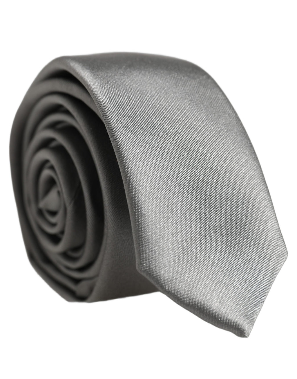 Dolce & Gabbana Grau Satin 100% Seide Verstellbare Herren Krawatte zum Binden