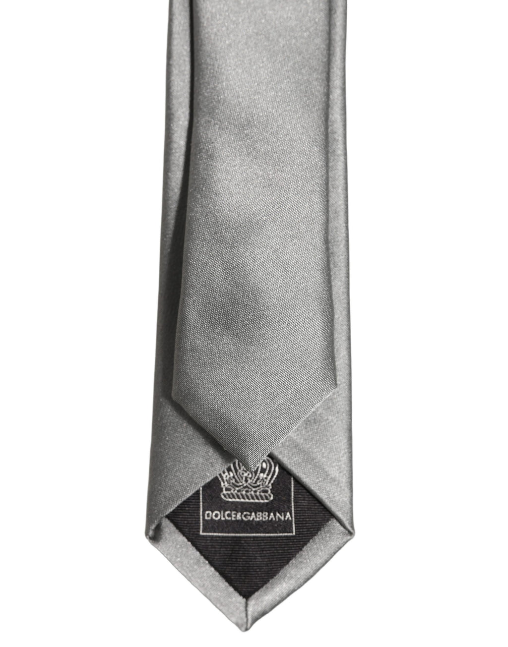 Dolce & Gabbana Grau Satin 100% Seide Verstellbare Herren Krawatte zum Binden