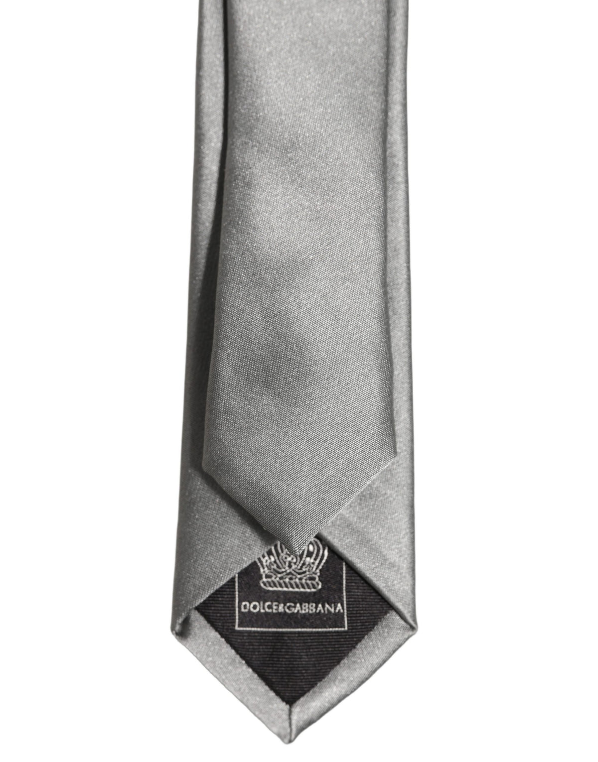 Dolce & Gabbana Grau Satin 100% Seide Verstellbare Herren Krawatte zum Binden