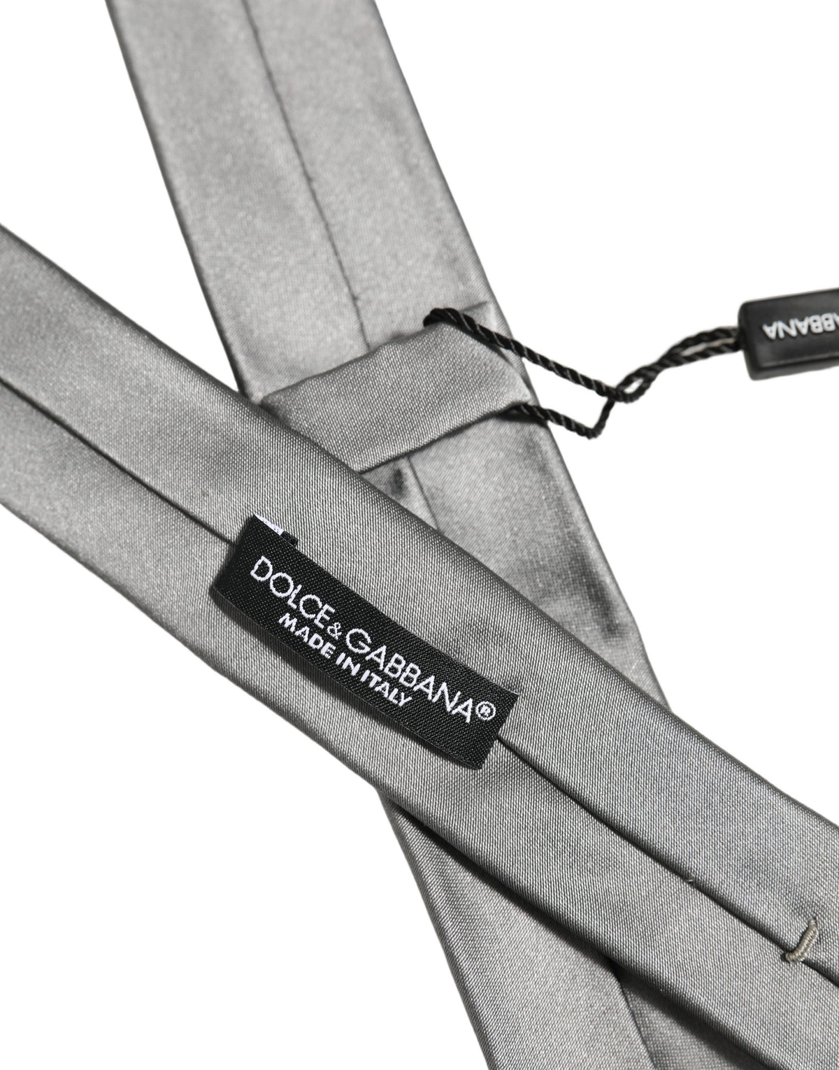 Dolce & Gabbana Grau Satin 100% Seide Verstellbare Herren Krawatte zum Binden