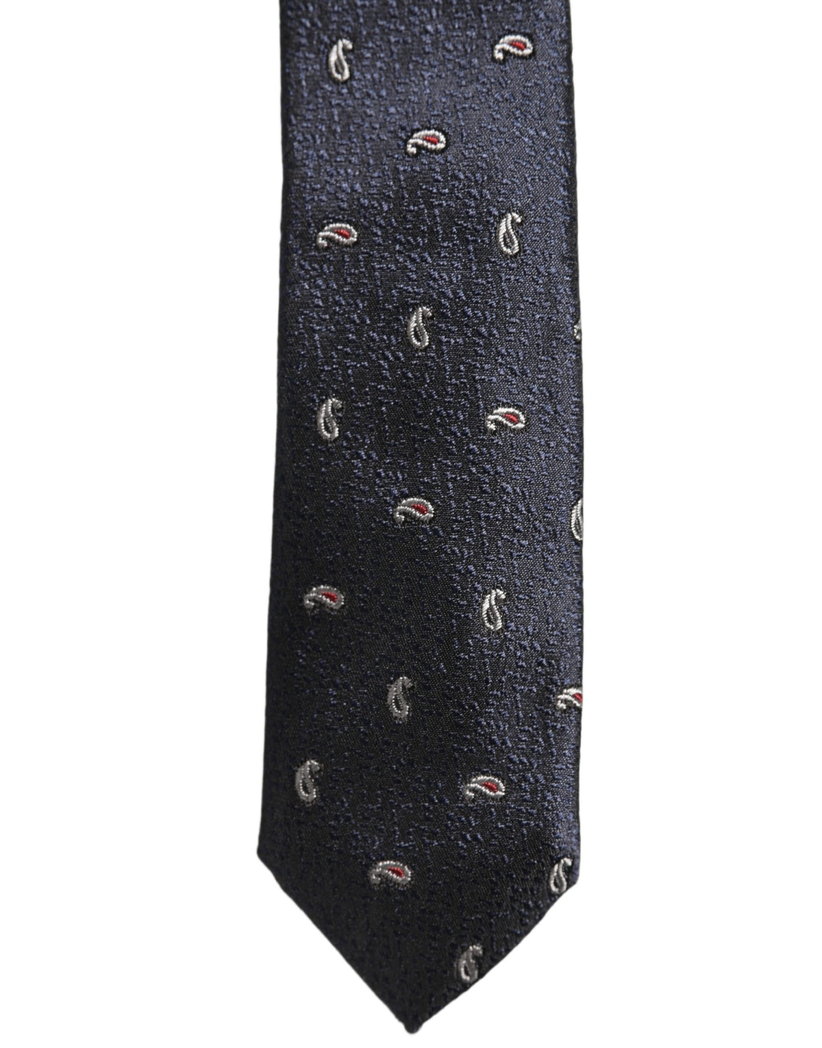 Dolce & Gabbana Dunkelblaue Seidenkrawatte mit Paisley-Muster und verstellbarer Schleife für Herren