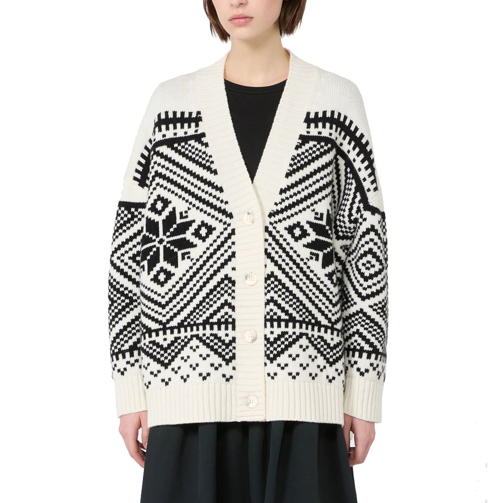 Max Mara Cardigan aus weißer Schurwolle