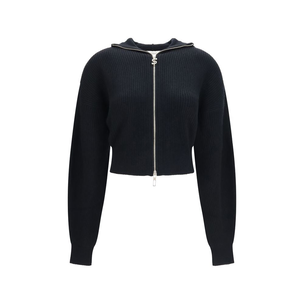Max Mara Schwarzer Strickcardigan aus Wolle mit Widder-Motiv