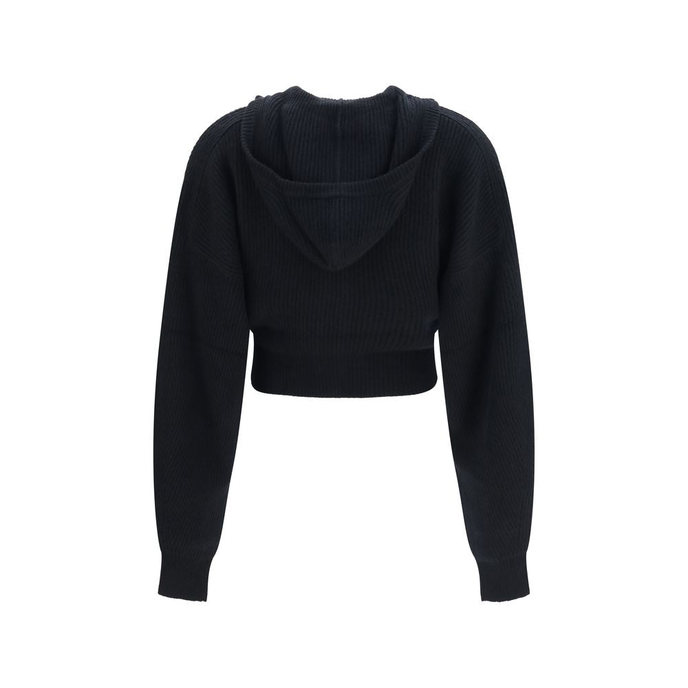 Max Mara Schwarzer Strickcardigan aus Wolle mit Widder-Motiv