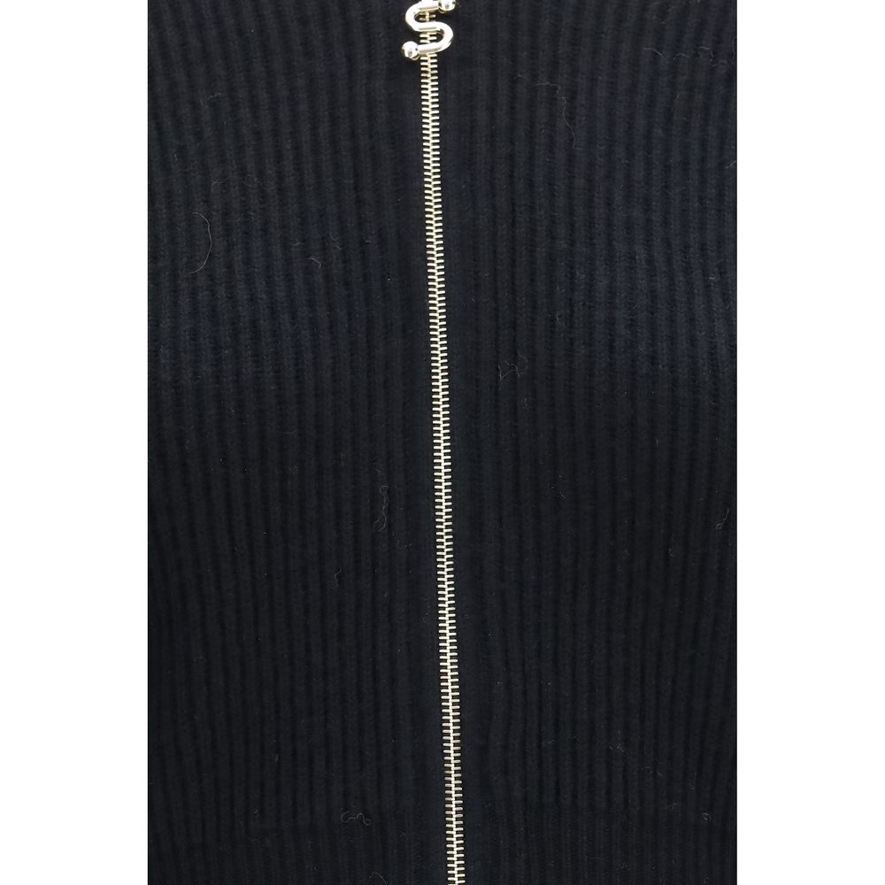 Max Mara Schwarzer Strickcardigan aus Wolle mit Widder-Motiv