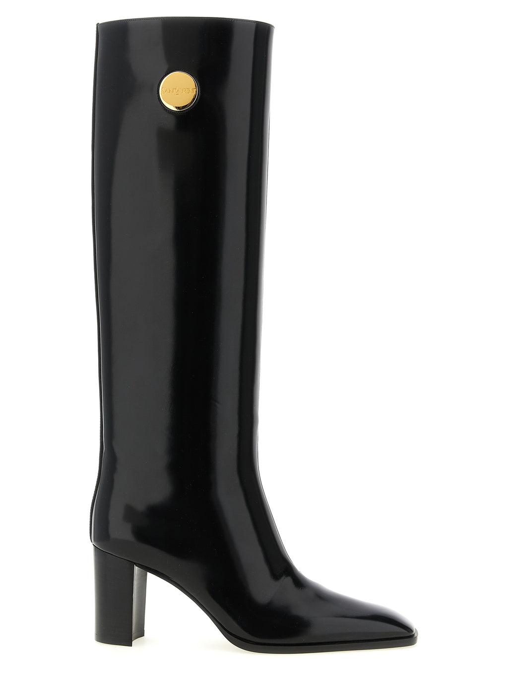 Saint Laurent Overknee-Stiefel aus schwarzem Kalbsleder