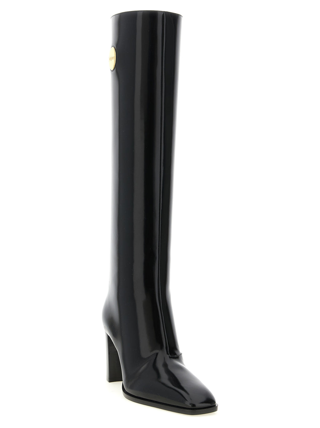 Saint Laurent Overknee-Stiefel aus schwarzem Kalbsleder