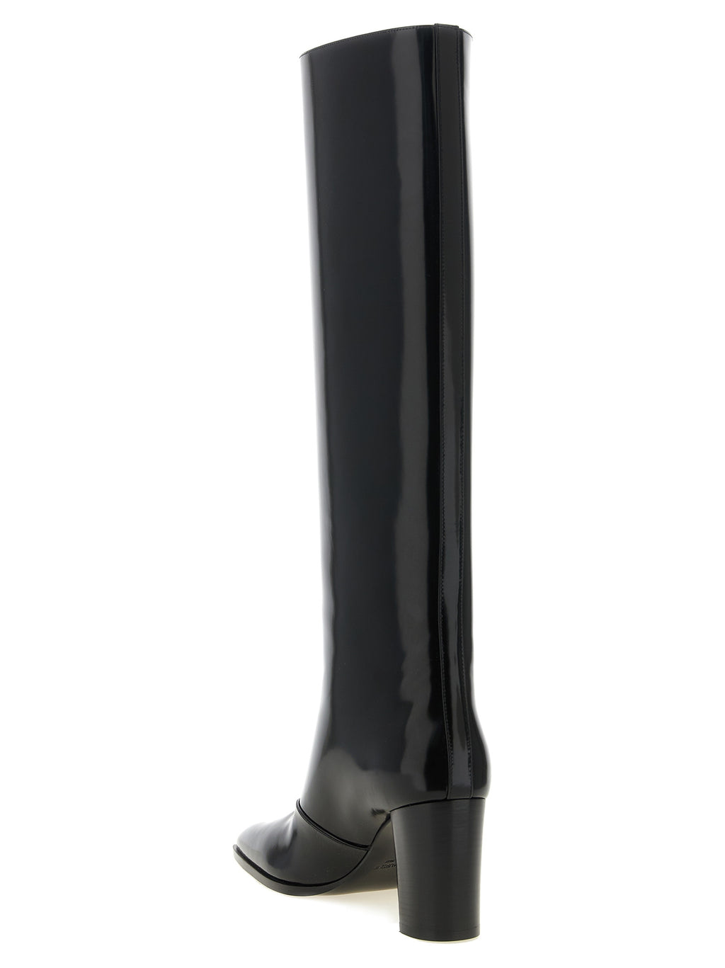 Saint Laurent Overknee-Stiefel aus schwarzem Kalbsleder