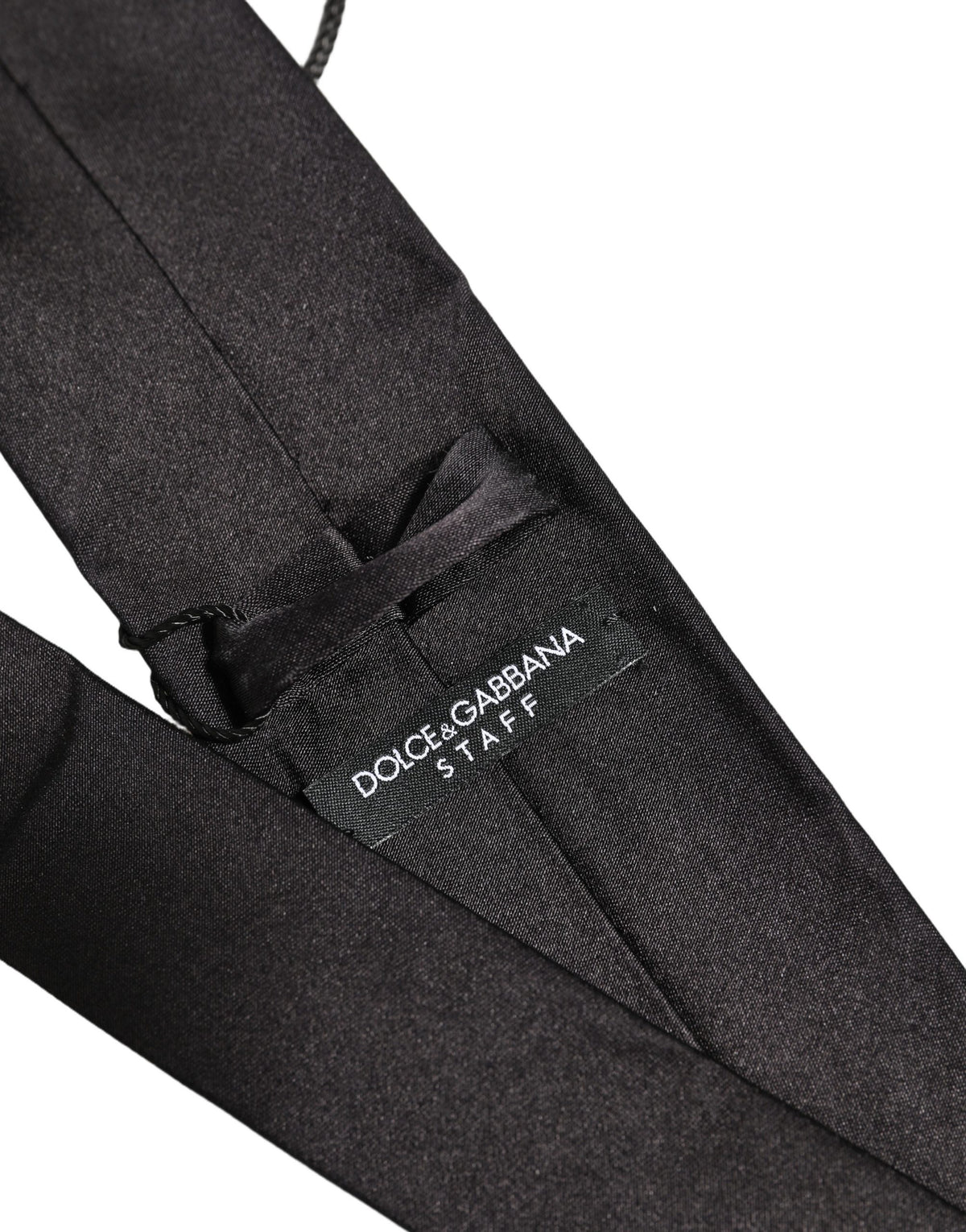 Dolce & Gabbana Schwarze Satin 100% Seide Verstellbare Herren Krawatte zum Binden